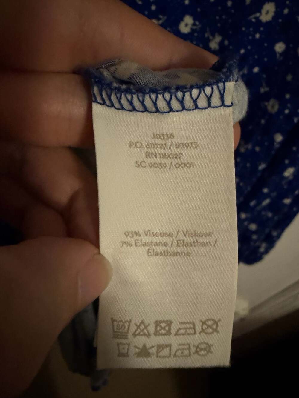 Boden Dress Size US 10L Blue White Star Floral Drawstring Jersey 10 Long Tall - Picture 6 of 8